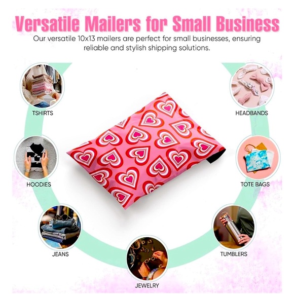 15pcs Pink Heart Pattern Polymailers - Picture 3 of 3